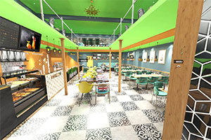 350方休閑飲品店裝修設計全景案例